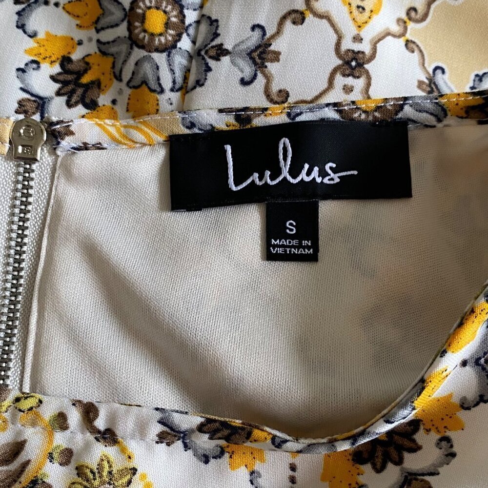 Lulus Yellow Dandy Lion Yellow Print Shift Dress, Short Sleeve Women's Size S - Picture 11 of 14